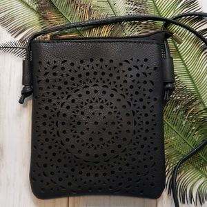 Black Mandala Vegan Leather Crossbody Bag